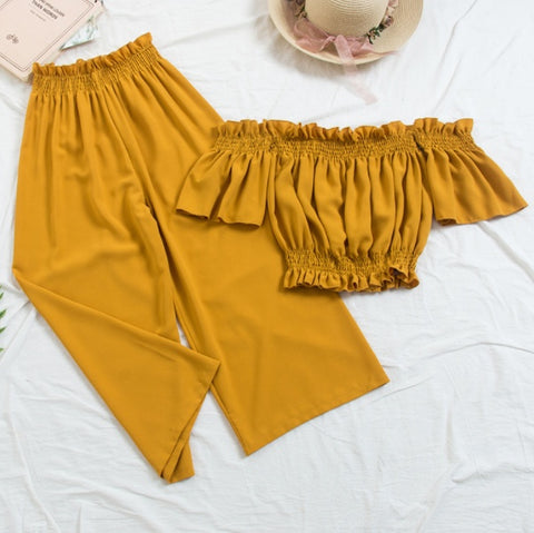 Beach Crop Top and Pants Set