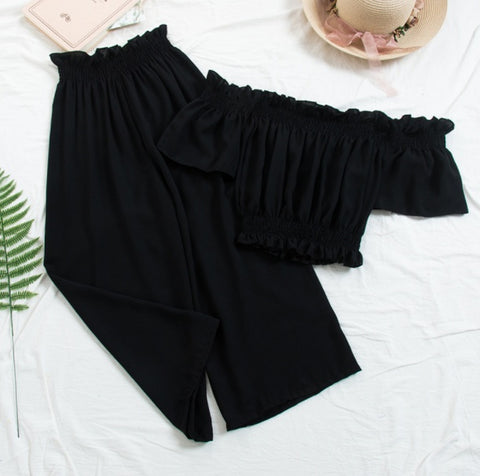 Beach Crop Top and Pants Set