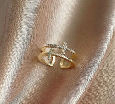 Zircon-Crafted Cross Ring