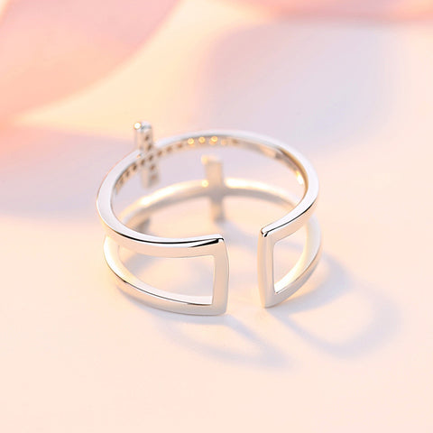 Zircon-Crafted Cross Ring