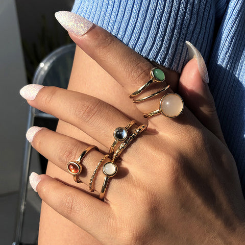 Colorful Gem Joint Rings