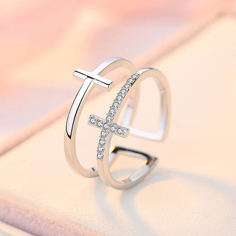 Zircon-Crafted Cross Ring