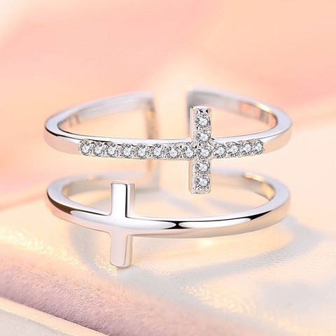 Zircon-Crafted Cross Ring